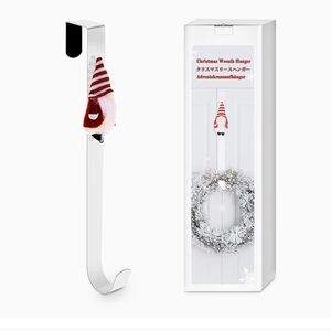 Gnome Christmas White Wreath Hanger 15"‎ for Front Door Gnome Decorations